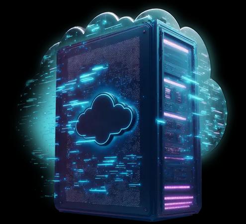 Image of a cloud and a computer, representing cloud services.
